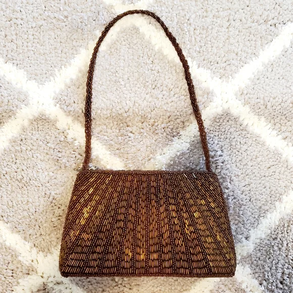 🆕️Vintage Goldish Brown Beaded Women's Bag - Picture 2 of 5